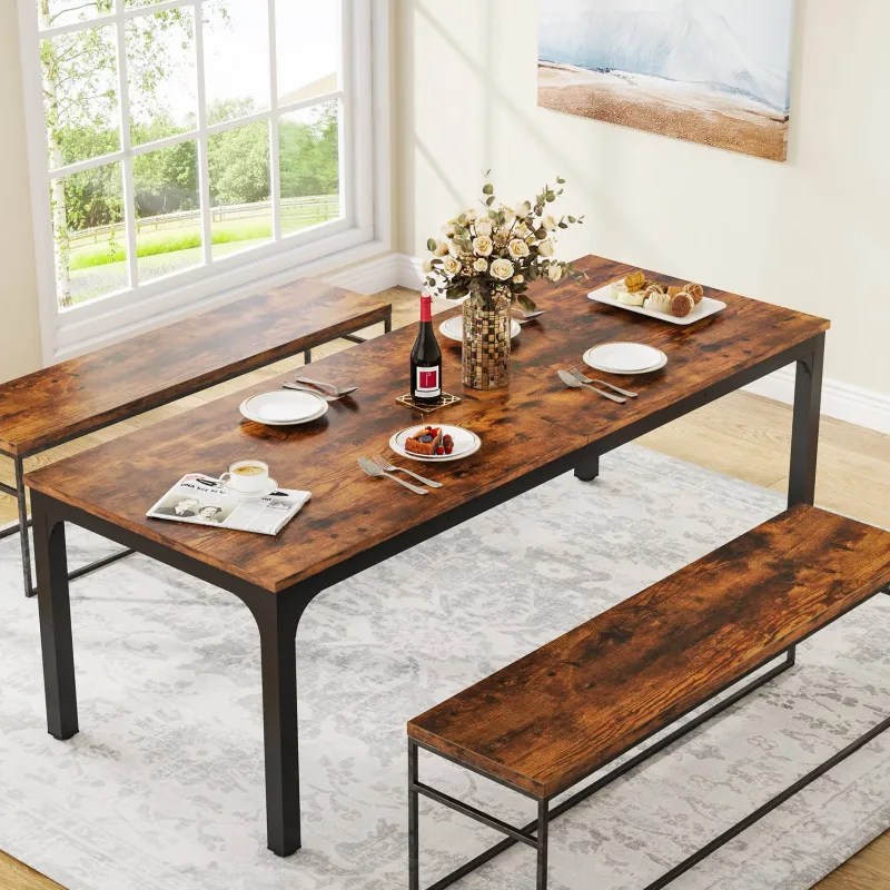 Tribesigns Dining Tables*Rectangular Dining Table, 78 inch Long Kitchen Table for 6-8 People