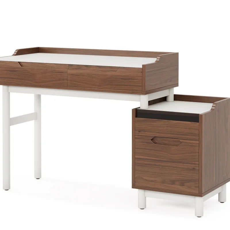 Tribesigns Desks*Reversible Computer Desk, Home Office Desk With File Drawer Cabinet