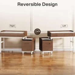 Tribesigns Desks*Reversible Computer Desk, Home Office Desk With File Drawer Cabinet