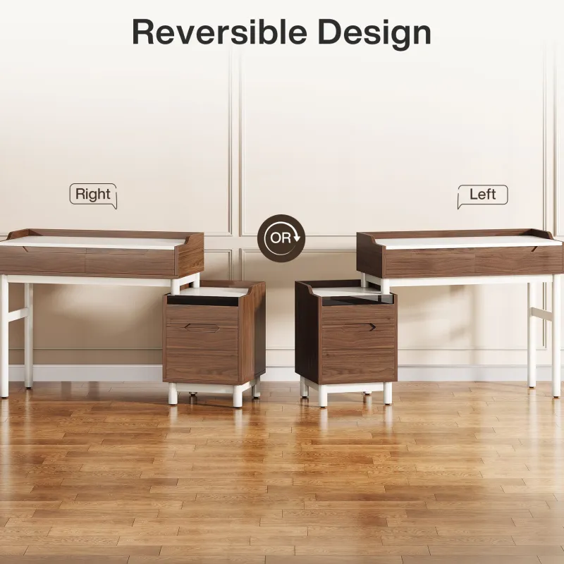 Tribesigns Desks*Reversible Computer Desk, Home Office Desk With File Drawer Cabinet