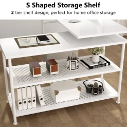 Tribesigns Desks*Rotating Desk, Modern L-Shaped Desk with Storage Shelves