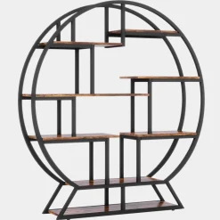 Tribesigns Bookcases & Bookshelves|Bookcases & Bookshelves*Round Bookshelf, 63 Inch Etagere Bookcase with Staggered Shelves