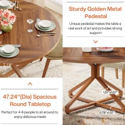 Tribesigns Dining Tables*Round Dining Table, 47