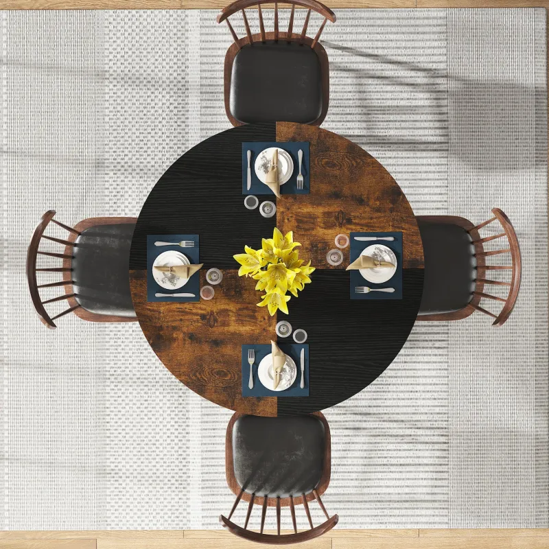 Tribesigns Dining Tables*Round Dining Table, 47" Kitchen Dinner Table with Storage Shelf
