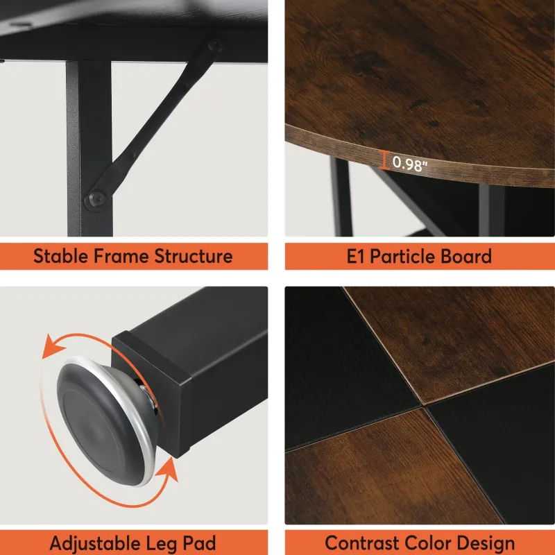 Tribesigns Dining Tables*Round Dining Table, 47" Kitchen Dinner Table with Storage Shelf