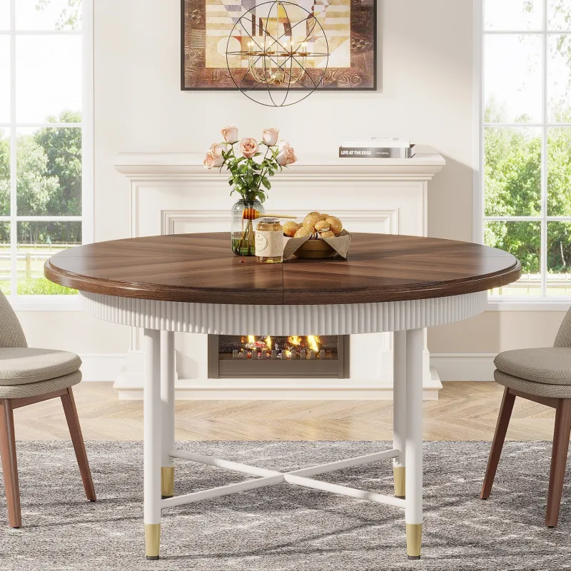 Tribesigns Dining Tables*Round Dining Table, 47" Kitchen Table with Solid Metal Frame for 4 - 6 Person
