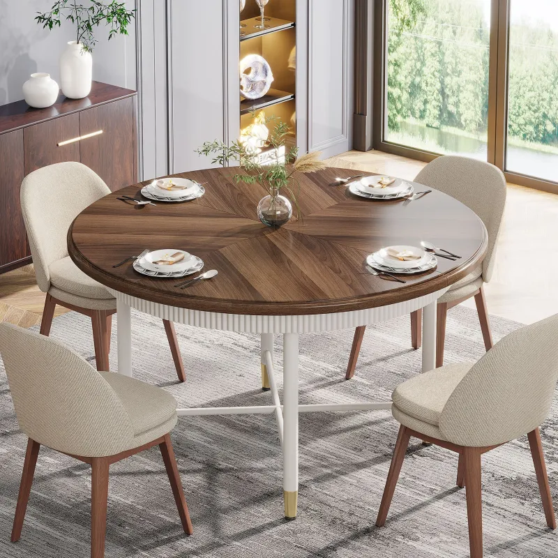Tribesigns Dining Tables*Round Dining Table, 47" Kitchen Table with Solid Metal Frame for 4 - 6 Person