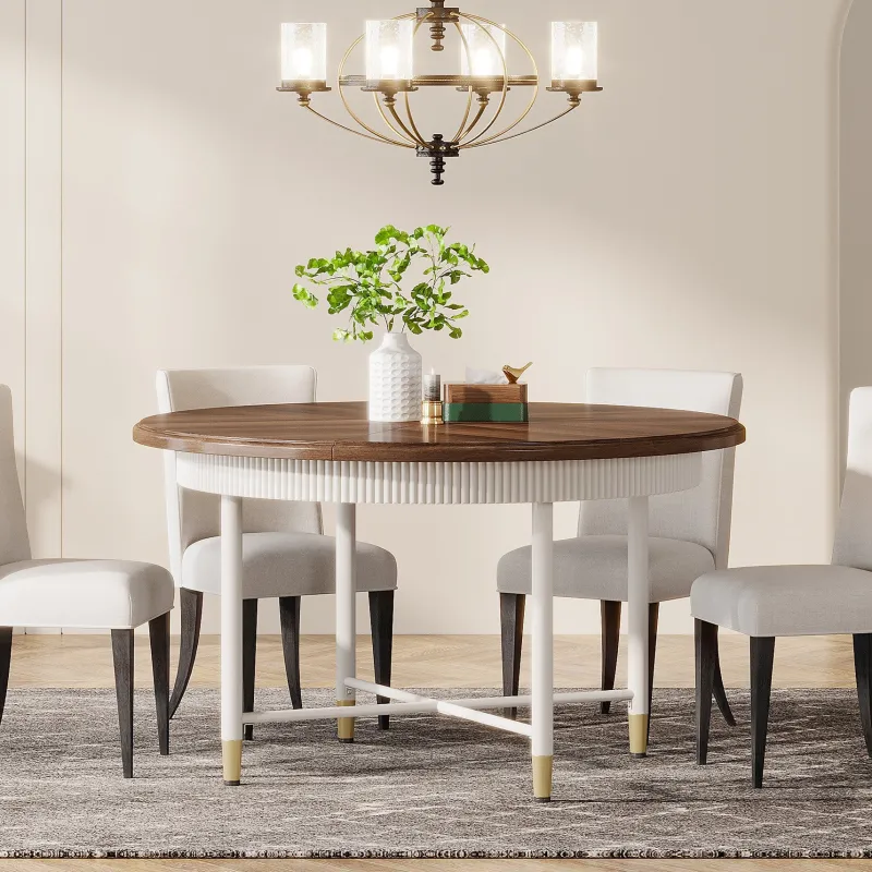 Tribesigns Dining Tables*Round Dining Table, 47" Kitchen Table with Solid Metal Frame for 4 - 6 Person