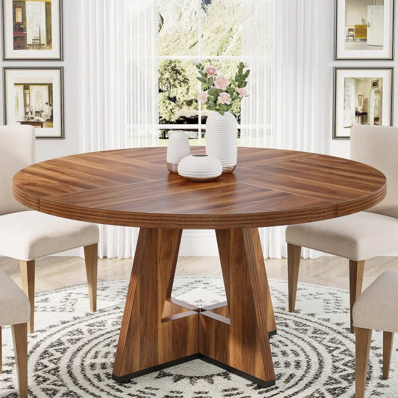 Tribesigns Dining Tables*Round Dining Table for 4, 47" Wood Kitchen Table Farmhouse Dinner Table