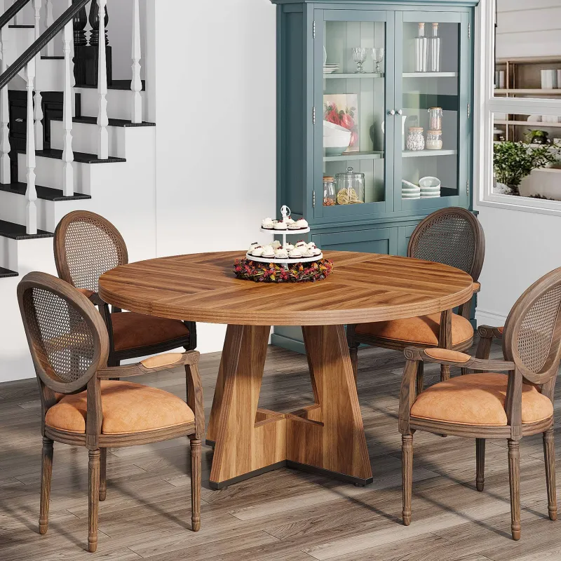 Tribesigns Dining Tables*Round Dining Table for 4, 47" Wood Kitchen Table Farmhouse Dinner Table