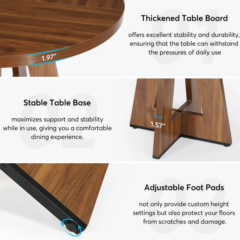 Tribesigns Dining Tables*Round Dining Table for 4, 47" Wood Kitchen Table Farmhouse Dinner Table