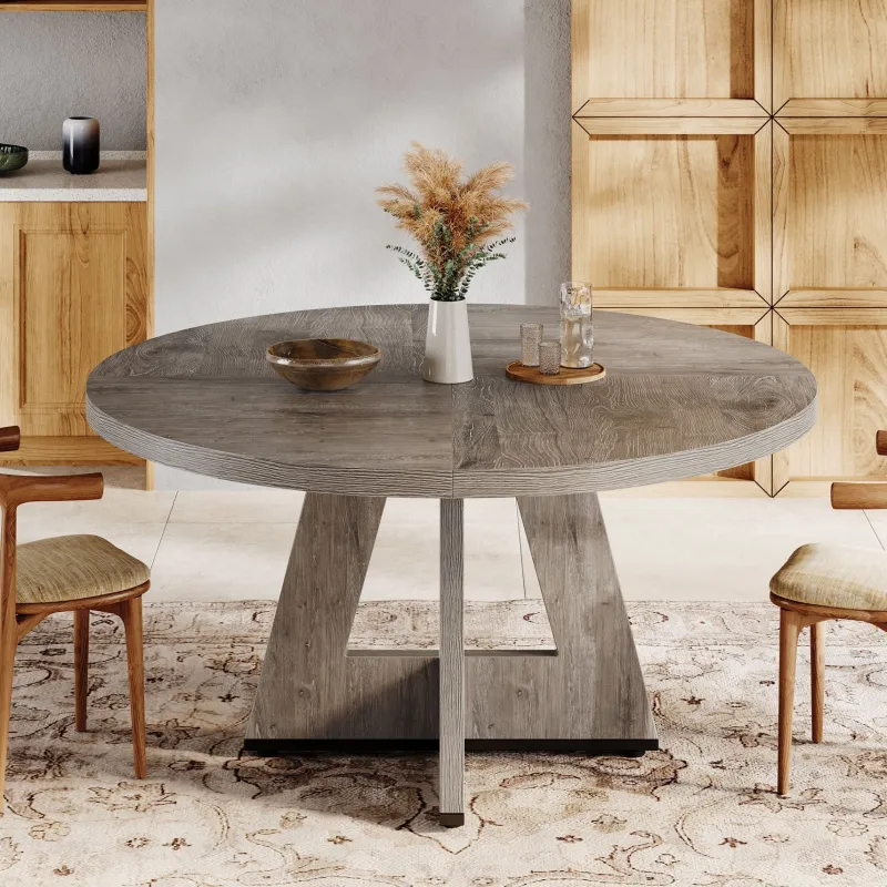 Tribesigns Dining Tables*Round Dining Table for 4, 47" Wood Kitchen Table Farmhouse Dinner Table