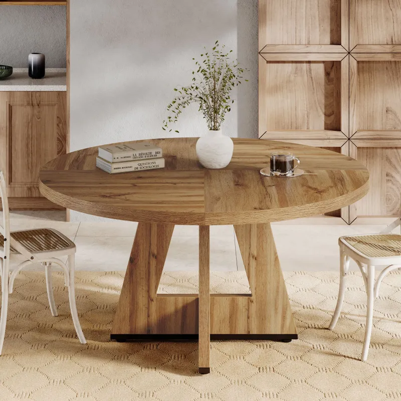 Tribesigns Dining Tables*Round Dining Table for 4, 47" Wood Kitchen Table Farmhouse Dinner Table