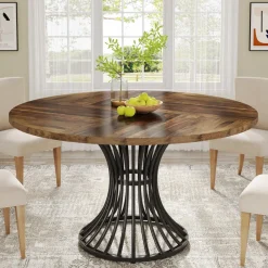 Tribesigns Dining Tables*Round Dining Table for 4-6, 47" Farmhouse Circle Kitchen Table