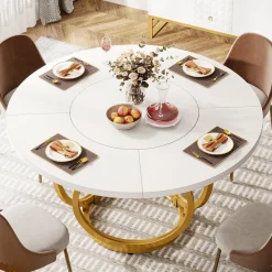 Tribesigns Dining Tables*Round Dining Table for 4, Modern 47
