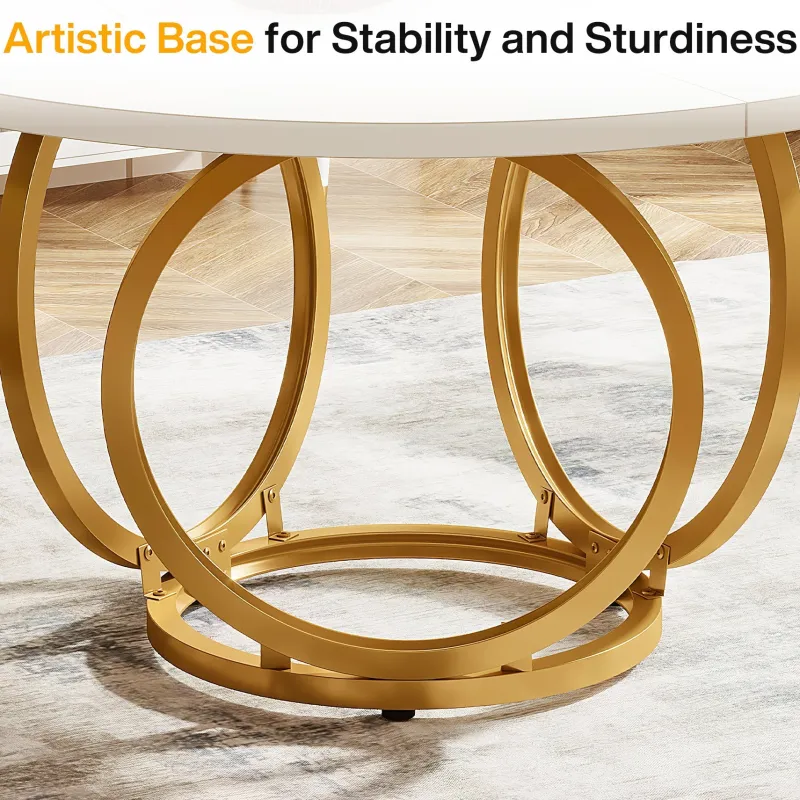Tribesigns Dining Tables*Round Dining Table for 4, Modern 47" Kitchen Table with Metal Base