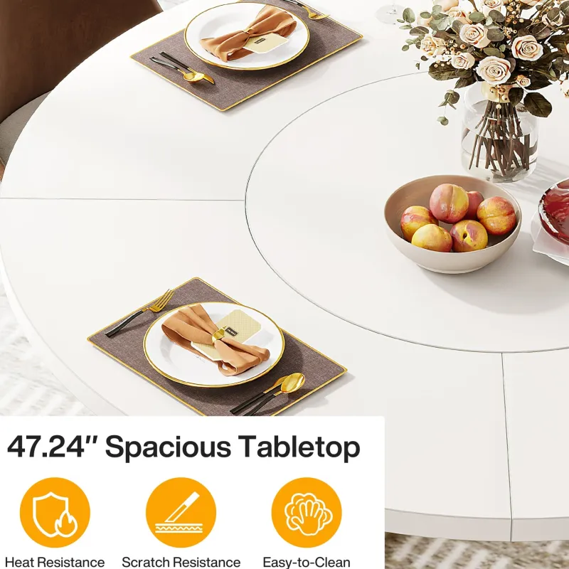 Tribesigns Dining Tables*Round Dining Table for 4, Modern 47" Kitchen Table with Metal Base