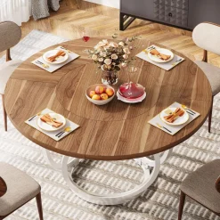 Tribesigns Dining Tables*Round Dining Table for 4, Modern 47