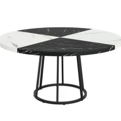 Tribesigns Dining Tables*Round Dining Table for 4 People, 47" Kitchen Table with Circle Metal Base