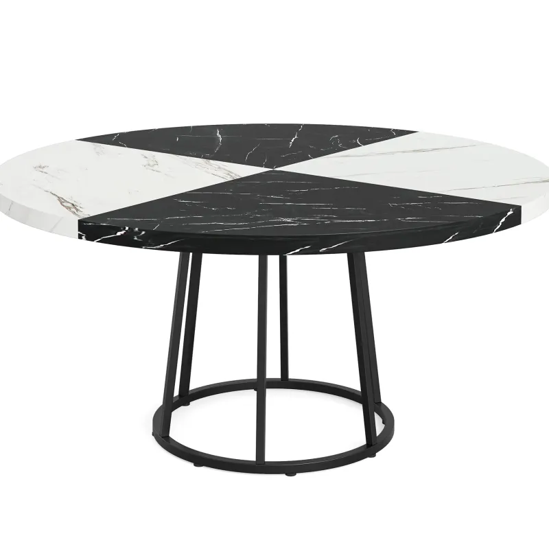 Tribesigns Dining Tables*Round Dining Table for 4 People, 47" Kitchen Table with Circle Metal Base