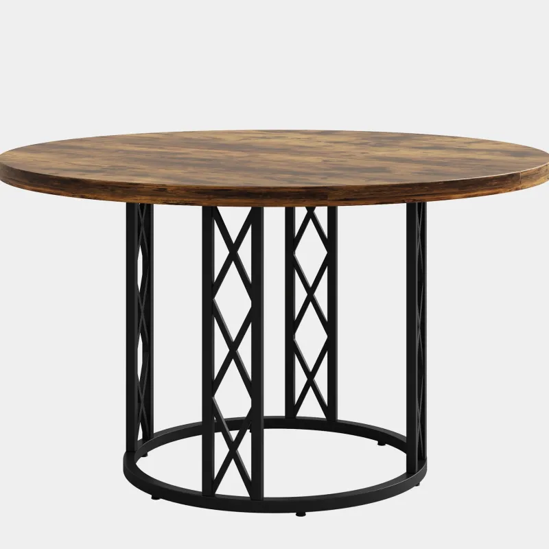Tribesigns Dining Tables*Round Dining Table for 4 People, 47" Kitchen Table with Metal Base