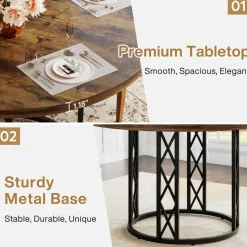 Tribesigns Dining Tables*Round Dining Table for 4 People, 47
