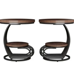 Tribesigns End & Side Tables*Round End Table, 2 Tiers Faux Marble Side Table with Storage Shelf