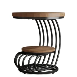 Tribesigns End & Side Tables*Round End Table, 2 Tiers Faux Marble Side Table with Storage Shelf