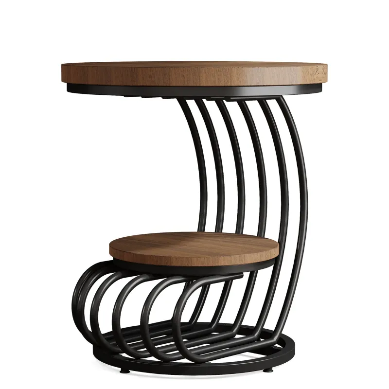 Tribesigns End & Side Tables*Round End Table, 2 Tiers Faux Marble Side Table with Storage Shelf