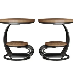 Tribesigns End & Side Tables*Round End Table, 2 Tiers Faux Marble Side Table with Storage Shelf