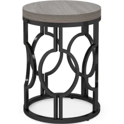 Tribesigns End & Side Tables*Round End Table, Industrial Side Table with Metal Hollow Frame