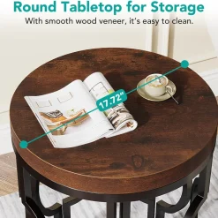 Tribesigns End & Side Tables*Round End Table, Industrial Side Table with Metal Hollow Frame