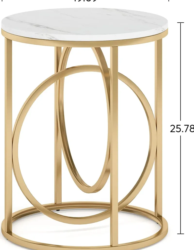 Tribesigns End & Side Tables*Round End Table, Modern Sofa Side Table with Faux Marble Top