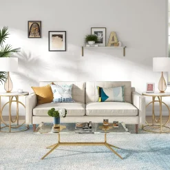 Tribesigns End & Side Tables*Round End Table, Modern Sofa Side Table with Faux Marble Top