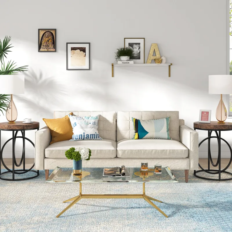 Tribesigns End & Side Tables*Round End Table, Modern Sofa Side Table with Faux Marble Top