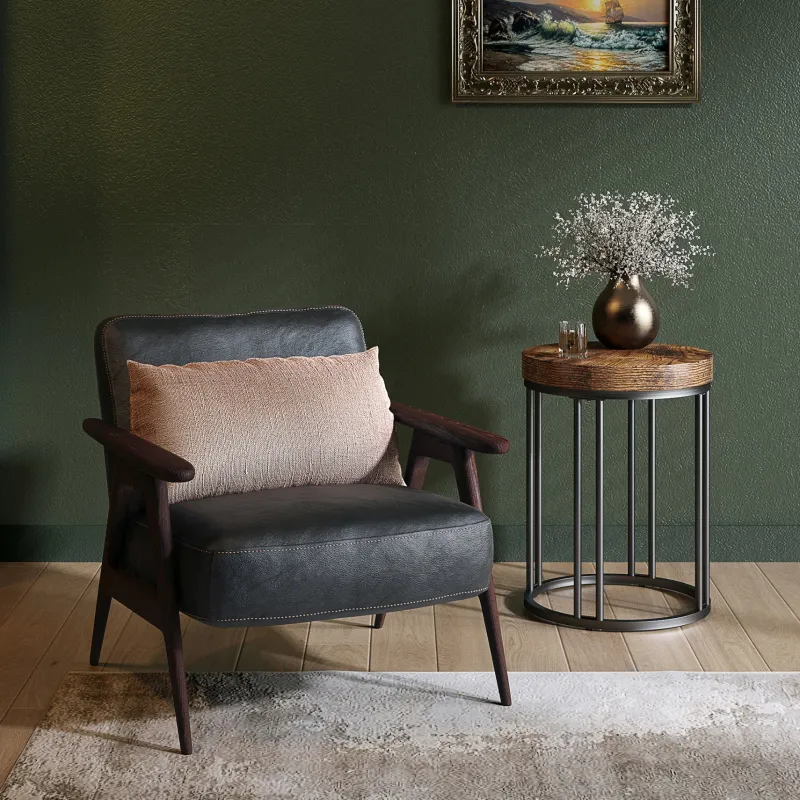 Tribesigns End & Side Tables*Round End Table, Small Accent Side Table with Metal Frame