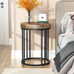 Tribesigns End & Side Tables*Round End Table, Small Accent Side Table with Metal Frame