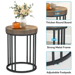 Tribesigns End & Side Tables*Round End Table, Small Accent Side Table with Metal Frame