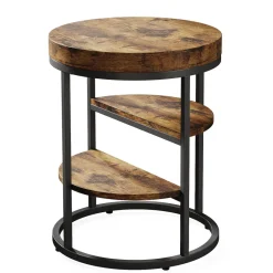 Tribesigns End & Side Tables*Round End Table, Small Side Table Nightstand with 3 - Tier Shelves
