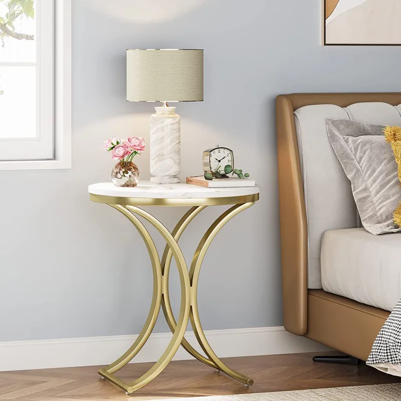 Tribesigns End & Side Tables*Round End Table Sofa Side Table Small Coffee Table with Metal Frame