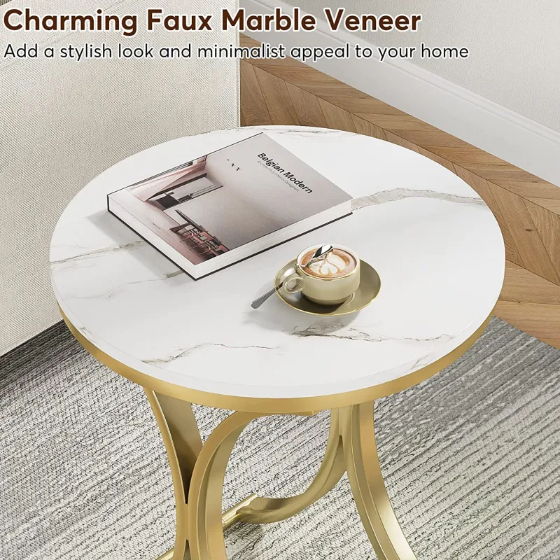 Tribesigns End & Side Tables*Round End Table Sofa Side Table Small Coffee Table with Metal Frame