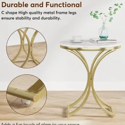 Tribesigns End & Side Tables*Round End Table Sofa Side Table Small Coffee Table with Metal Frame