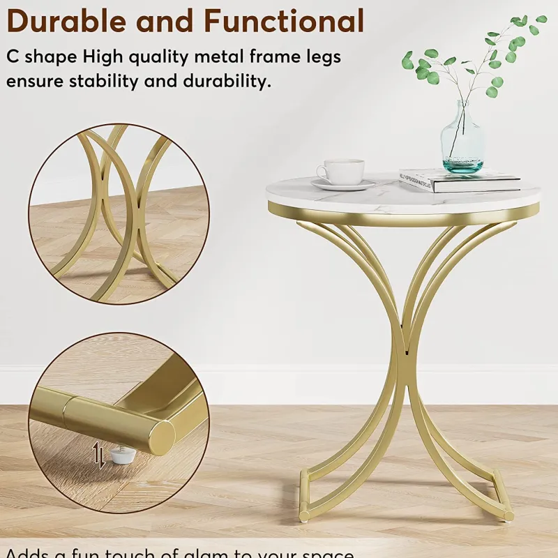 Tribesigns End & Side Tables*Round End Table Sofa Side Table Small Coffee Table with Metal Frame