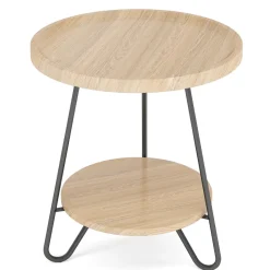 Tribesigns End & Side Tables*Round End Table, 2-Tier Side Table Accent Table with Metal Legs