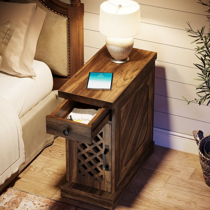 Tribesigns Nightstands*Rustic Side Table, End Table Nightstand with Storage Drawer