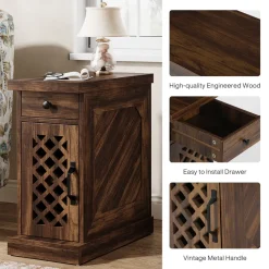 Tribesigns Nightstands*Rustic Side Table, End Table Nightstand with Storage Drawer
