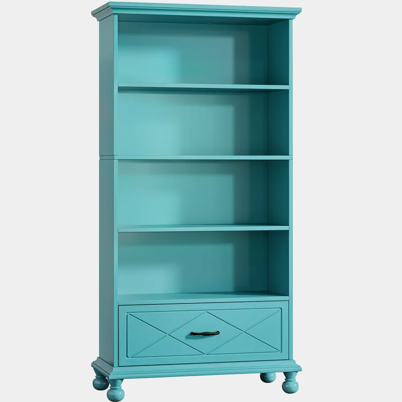 Tribesigns Etagere|Etagere*6-Shelf Bookcase with Drawer, 71" Bookshelf with Solid Wood Legs