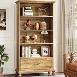 Tribesigns Etagere|Etagere*6-Shelf Bookcase with Drawer, 71