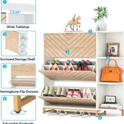 Tribesigns Shoe Racks & Cabinets|Shoe Racks & Cabinets*Shoe Cabinet, Modern 24 Pair Shoe Rack Organizer with Doors & Shelves