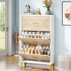 Tribesigns Shoe Racks & Cabinets|Shoe Racks & Cabinets*Shoe Cabinet, Slim Hidden Shoe Rack Organizer with 3 Flip Drawers